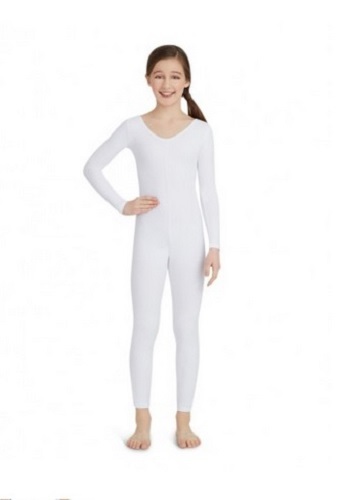 Capezio TB114C White Child’s Size Medium (8-10) Full Body Long Sleeve Unitard