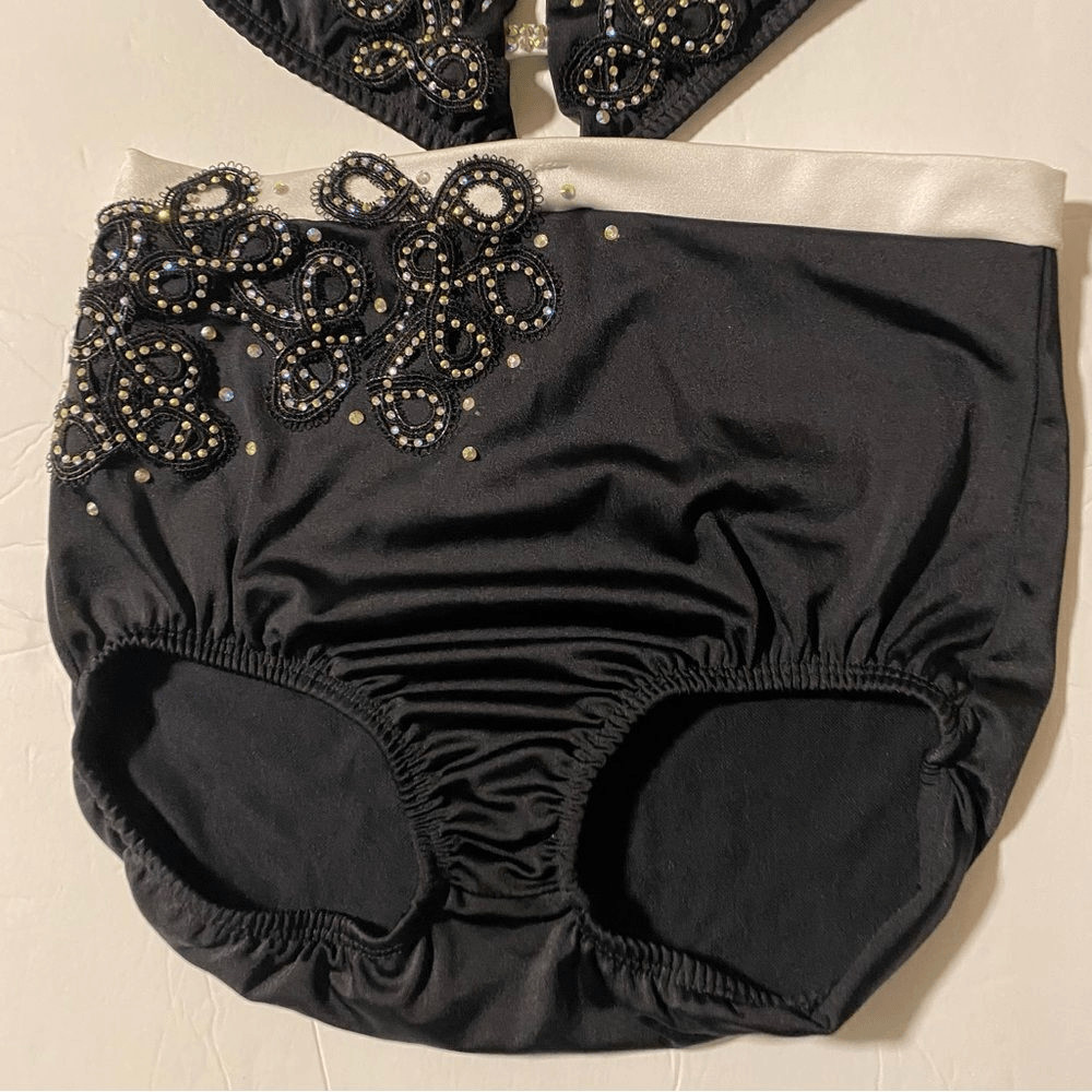 Custom Solo Dance Costume Black White 2 Piece Cut Out SA Adult Contemporary Jazz