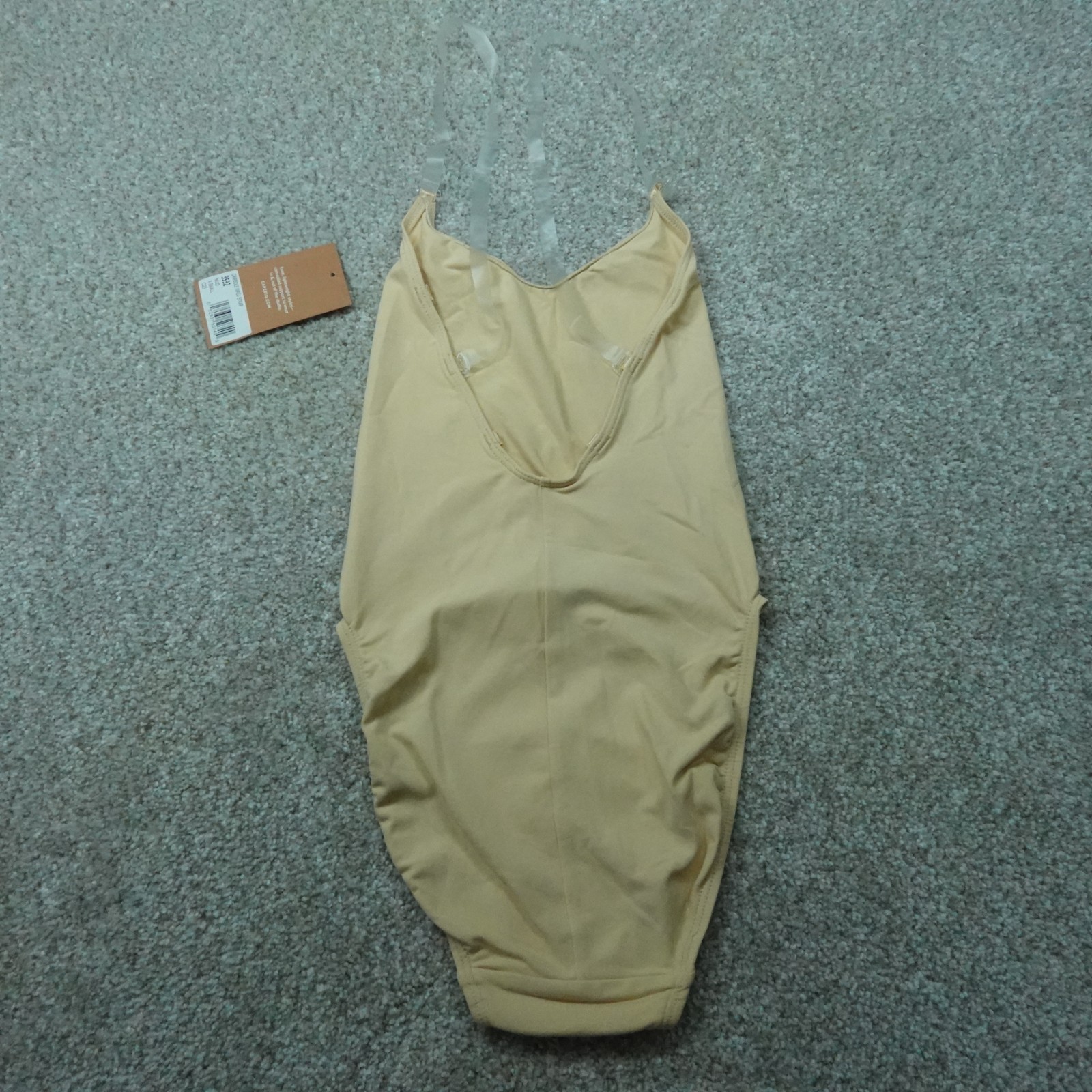 Capezio Leotard Womens Extra Small Beige Camisole Clear Straps Ballet Dancewear