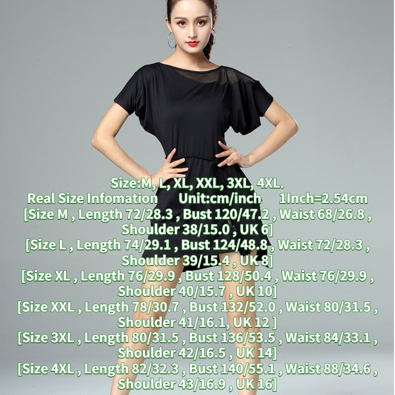 Women Latin Dance Dress Ballroom Dancewear Mini Asymmetric Short Sleeve Sexy