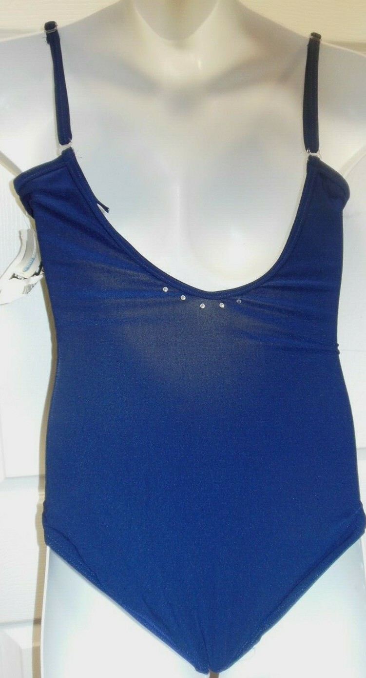 Strappy adjustable strap camisole leotard rhinestone back front ladies sizes