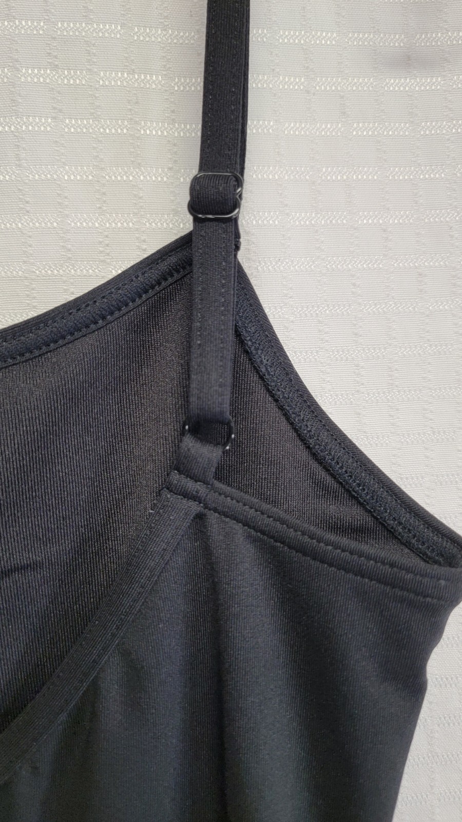 Capezio Camisole Leotard Adjustable Strap Black Scoop Neckline Low V-back SZ XLC