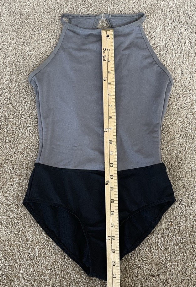 Mariia Crown Women’s Black/grey Color block Keyhole Back Leotard XS