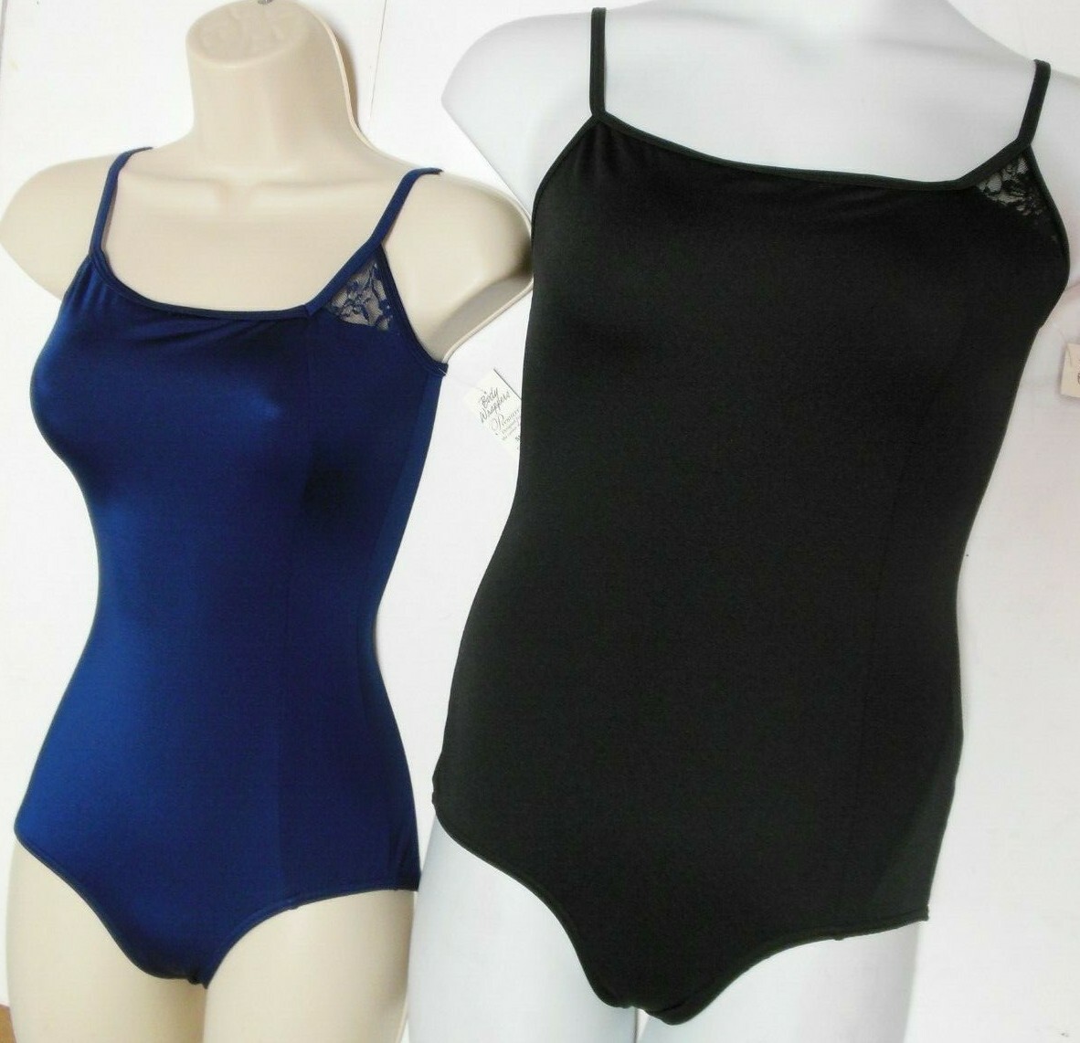 Camisole Dance leotard lace back & front Navy or black ladies P223 satin spandex