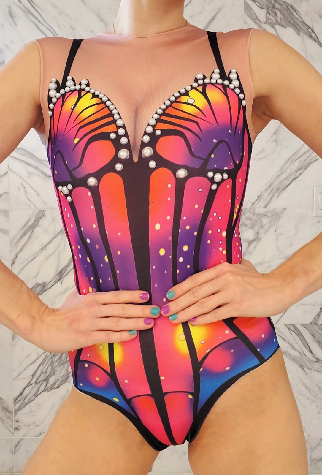 Butterfly Leotard Costume S/M Aerial Lyra/Silks Cirque Halloween Bodysuit Dance
