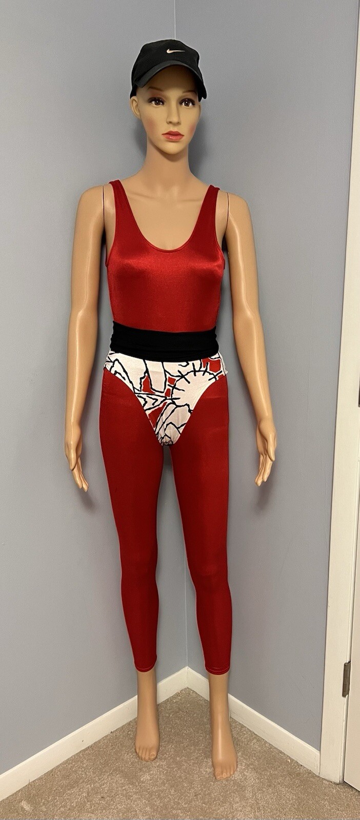 Vintage 80’s Aerobics Dance Jazzercise Red Unitard with Two Briefs