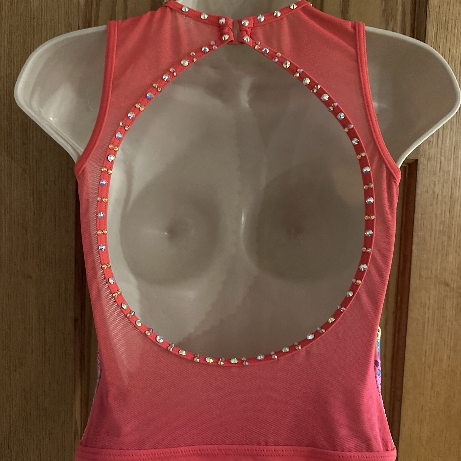 BALERA Orange Abstract Open Back Leotard Semi Custom Solo Dance Costume SA Small