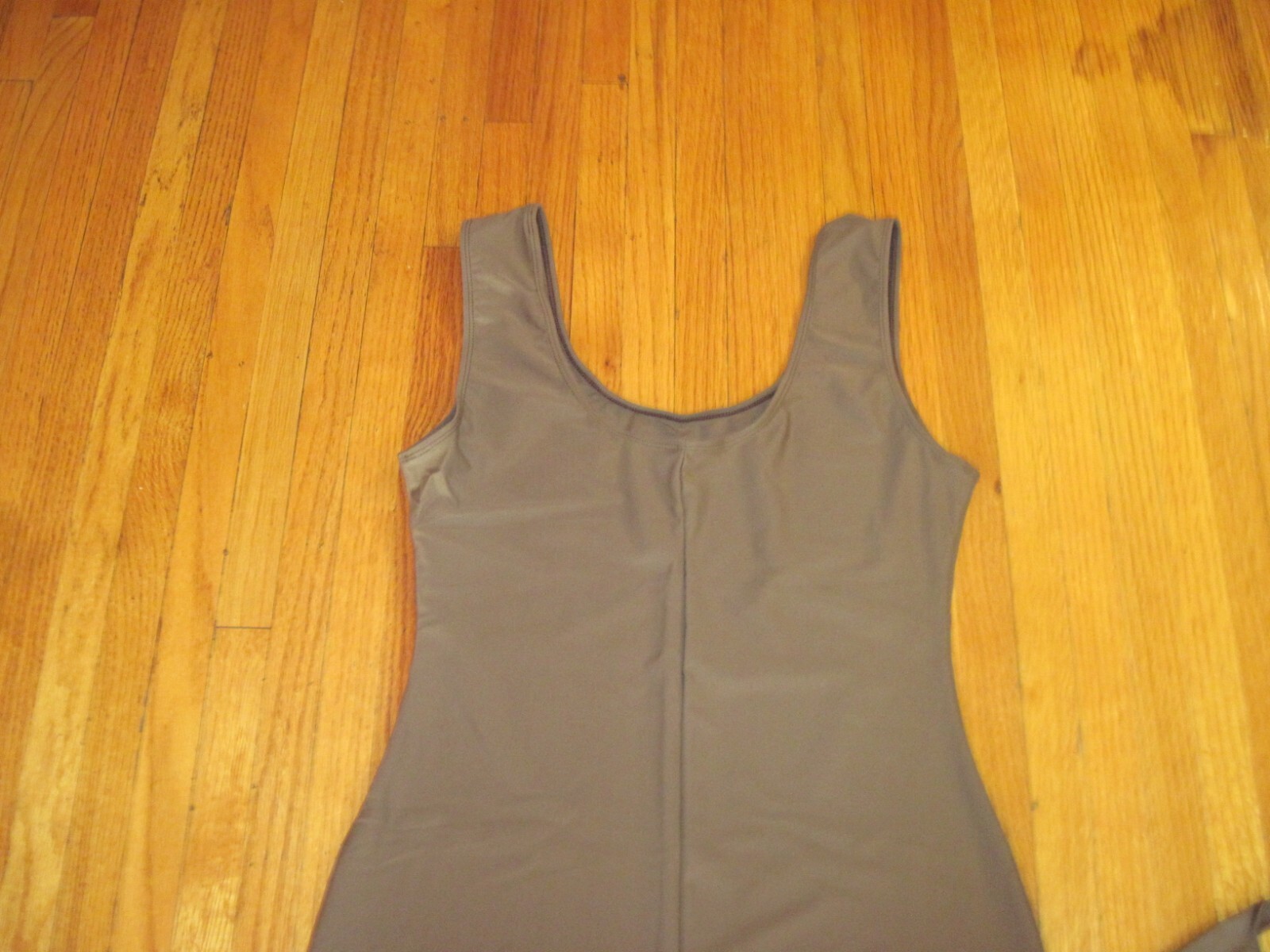 Plus Size Shiny Brown Tank Spandex Stirrup Foot Unitard Jumpsuit Size 2XL-16 New