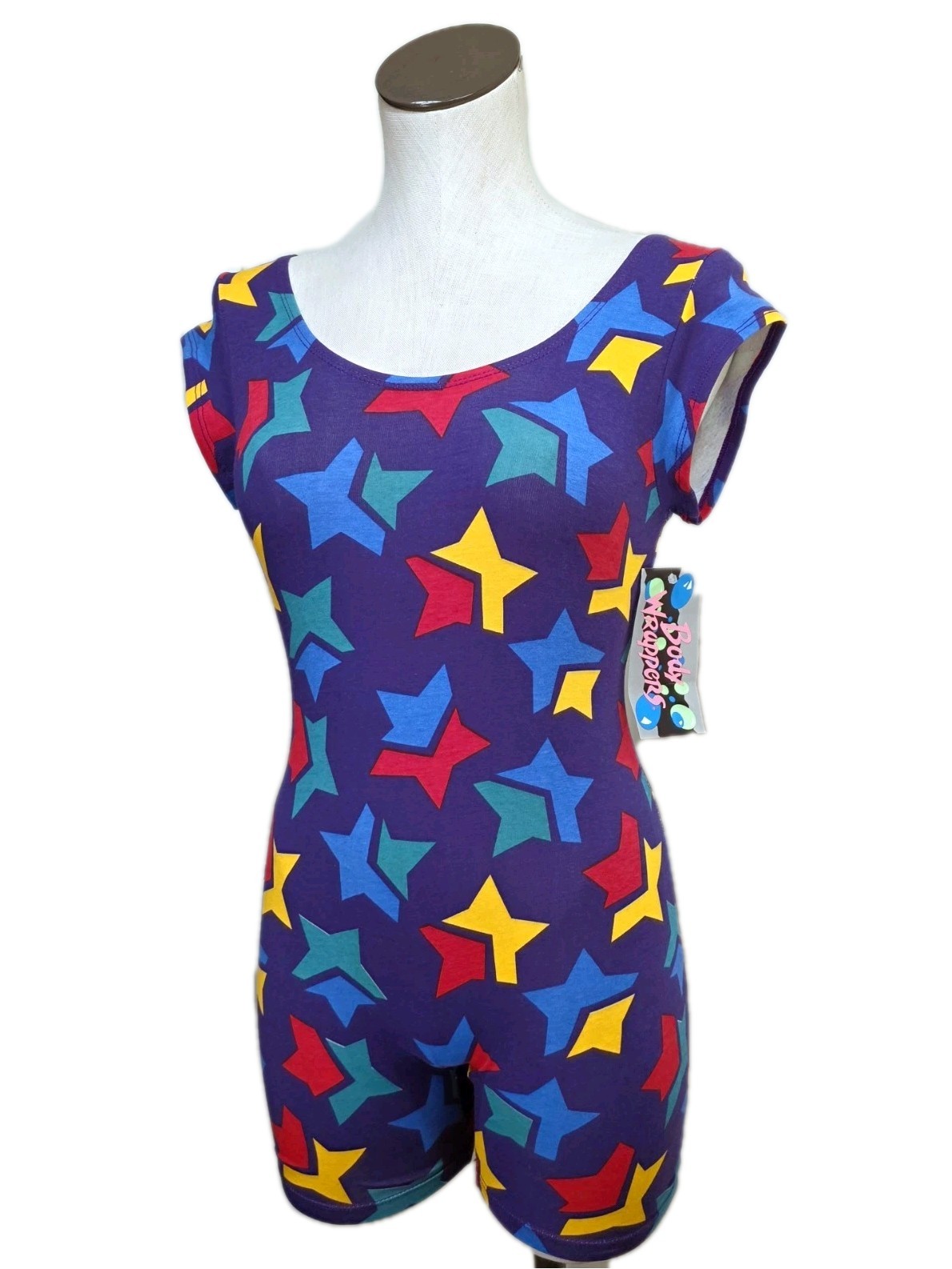 Body Wrappers VTG Rainbow Stars Strappy Keyhole Cotton Biketard CXL/ Adult XS