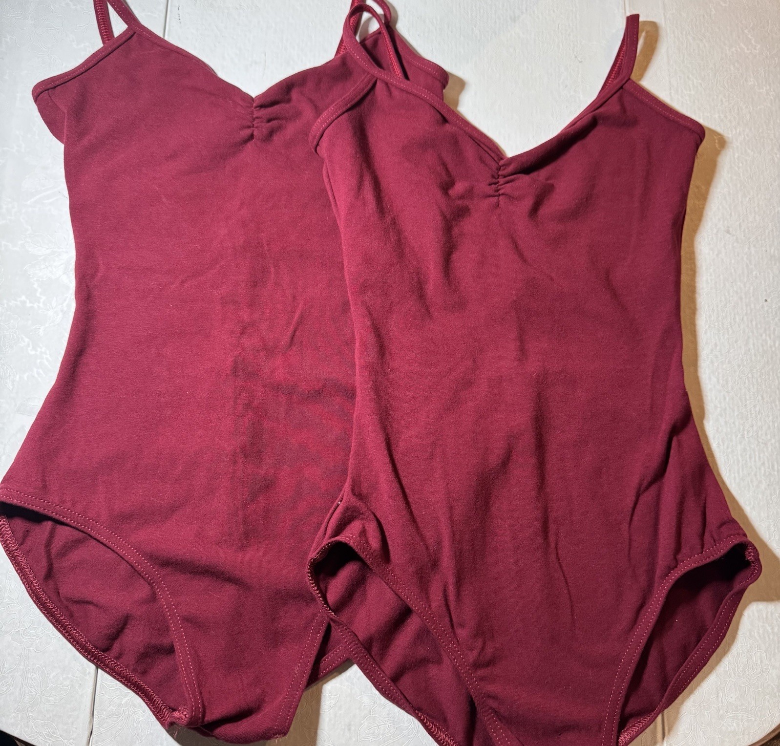 TWO Balera Dancewear 90% Cotton Burgundy Leotards Adult Size Small Womens Dance