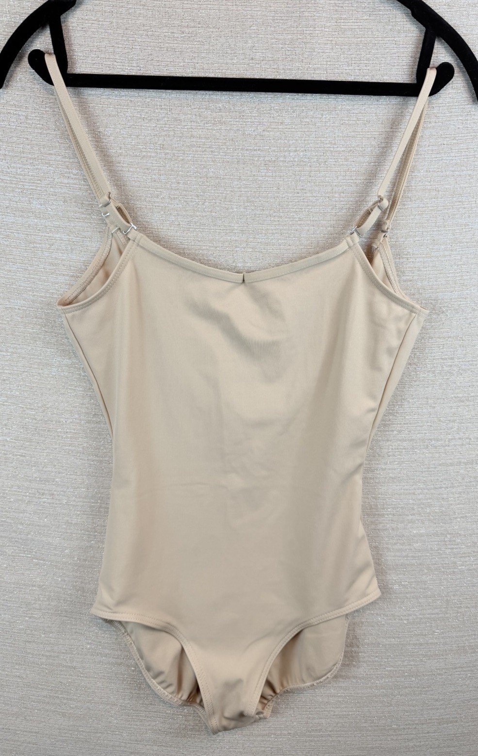 Capezio Beige Nude Sweetheart Neck Spaghetti Strap Dance Bodysuit Size L