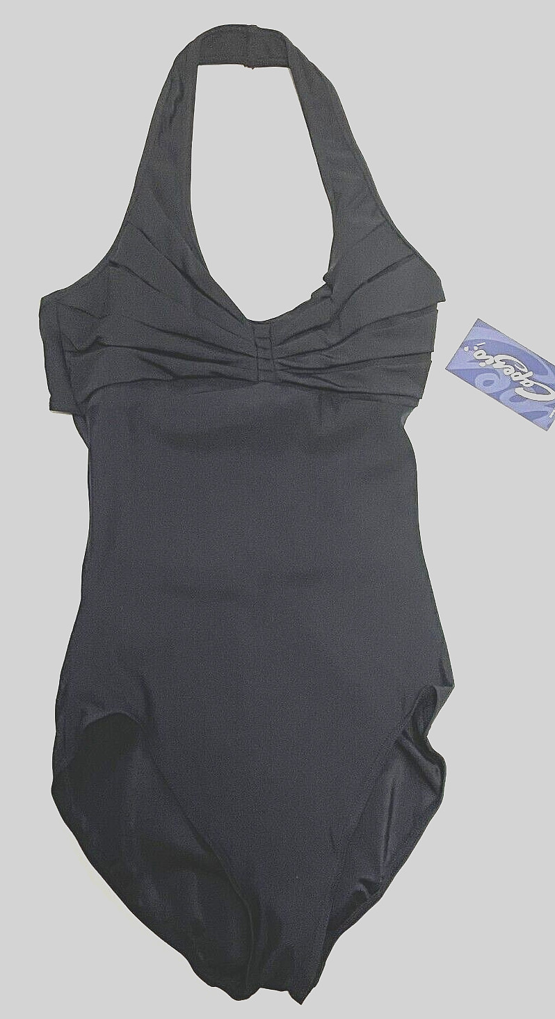 Capezio Pleated Synergy Halter Leotard Bodysuit Back Strap 10190 New Nwt Women L