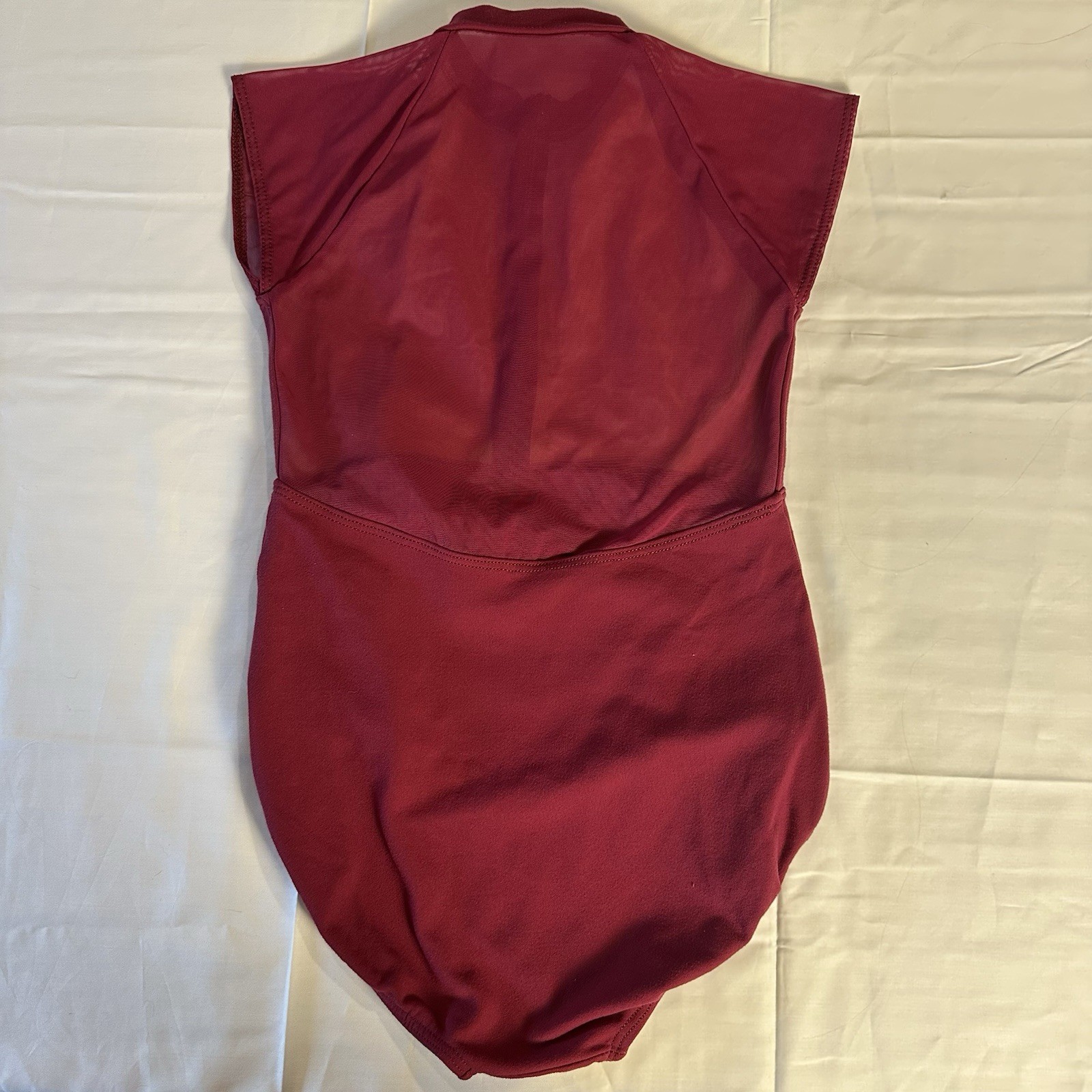 Suffolk Ballet Mock High Neck Zipper Lace Front Rosewood Dance Leotard Petite