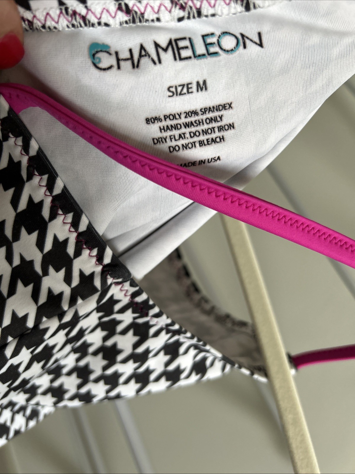 Cameleon Camisole Leotard Size Medium Black And White Houndstooth Pattern