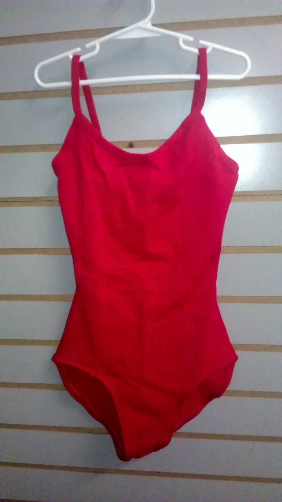 Economy 8155 Women’s Large Red Camisole Leotard w/ Low V-Cut Criss-Cross Back