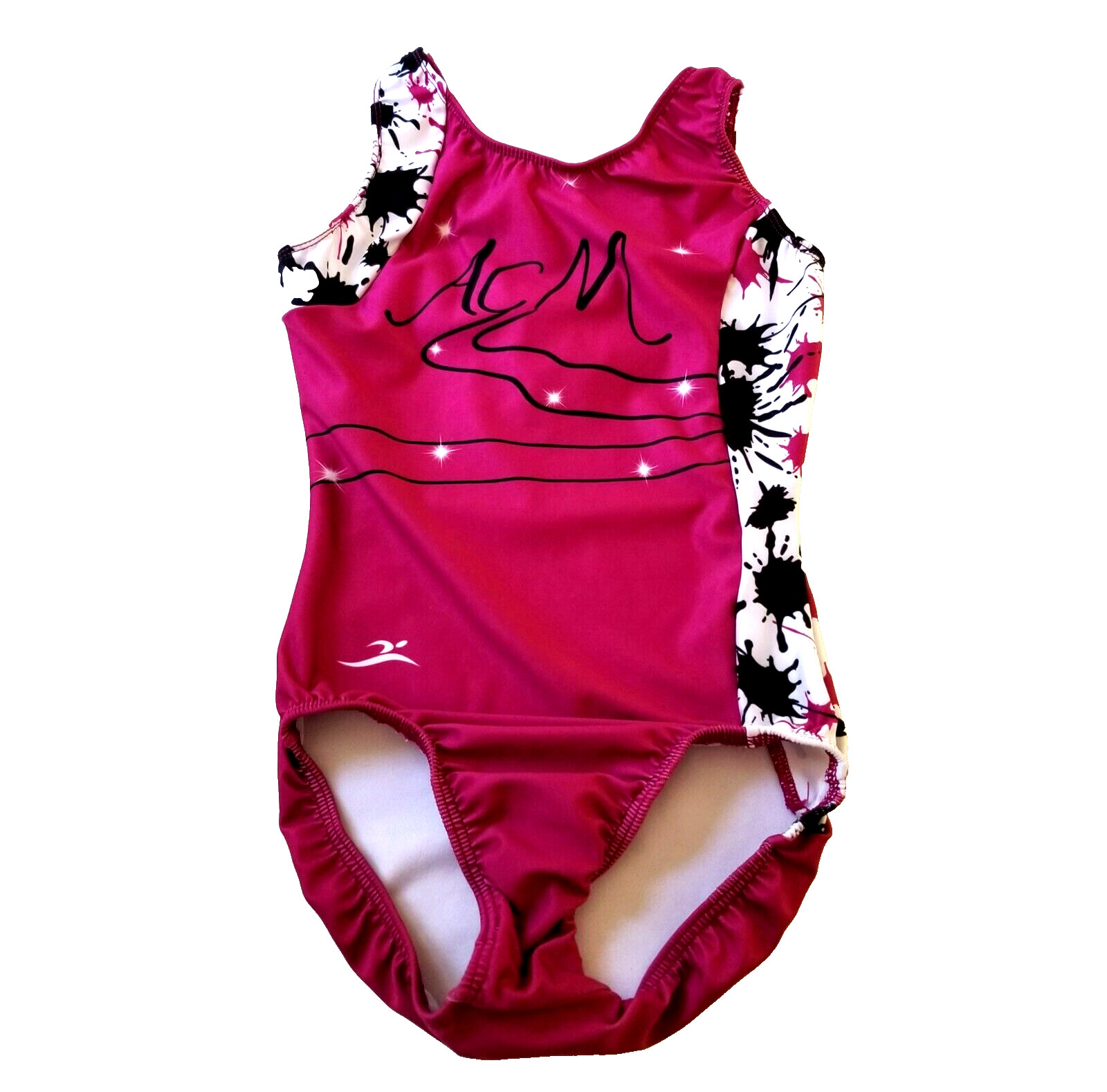 Motionwear Dance Leotard Womens Petite PA Dark Pink Black White Splash ACM Logo