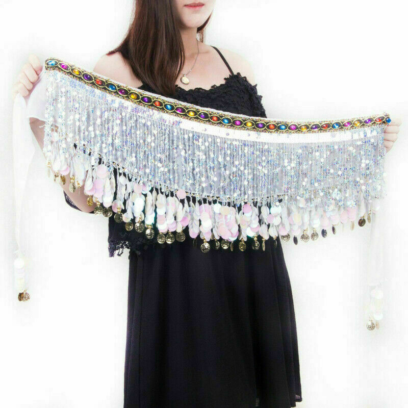 Women Belly Dancing Hip Scarf Wrap Tribal Belt Skirt Chain Fringe Tassel NR9