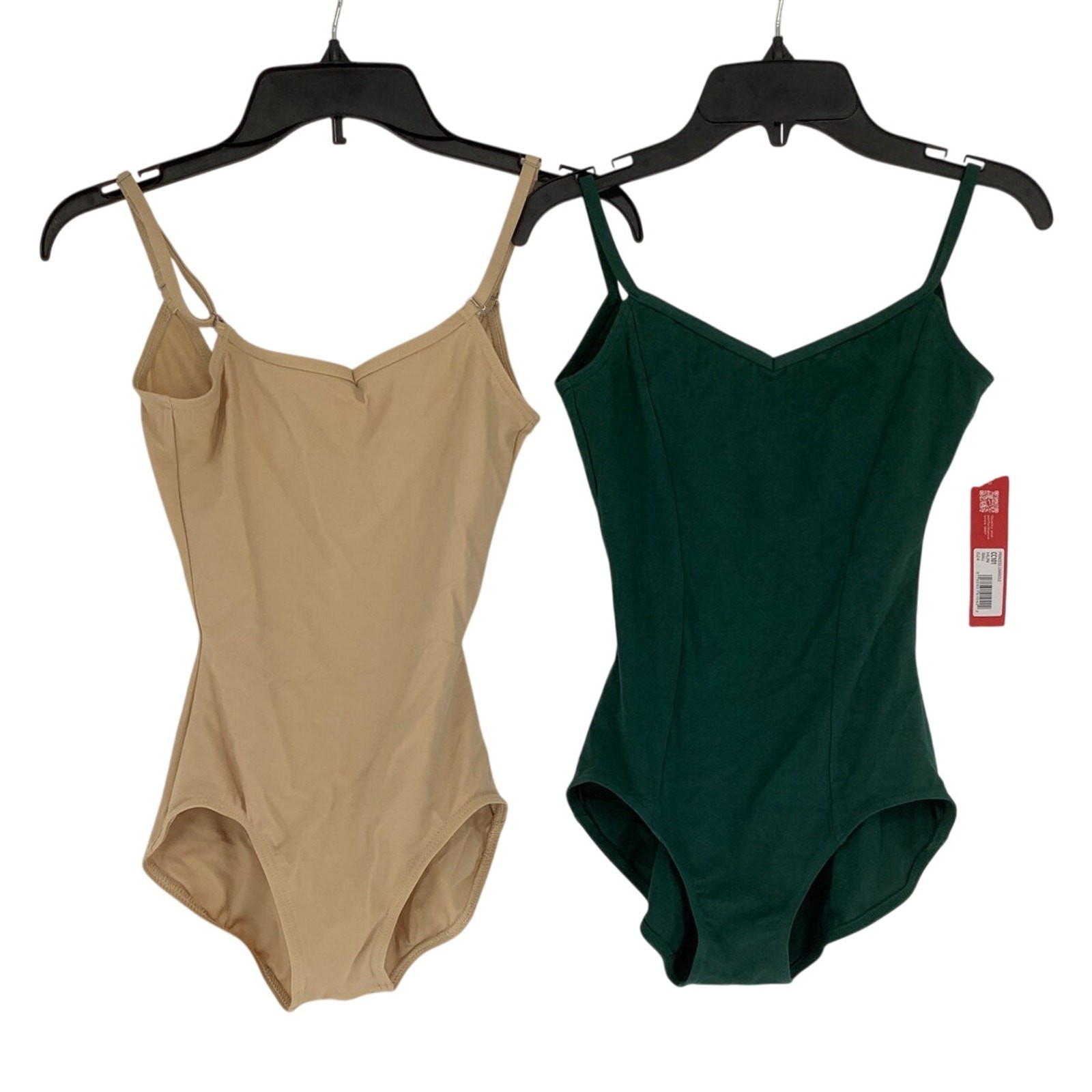 Set of 2 Capezio Women’s Small Nude/Green Princess Camisole Dance Leotard M16-14
