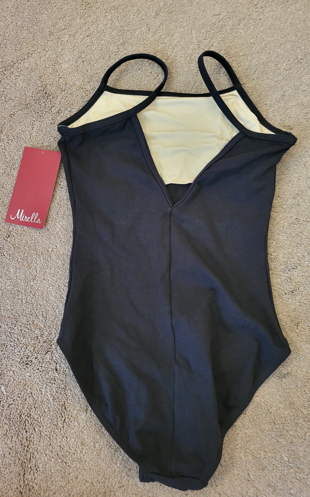 Mirella Classic Camisole Leotard Scoop Front V-Back Dance Black Women’s Size S