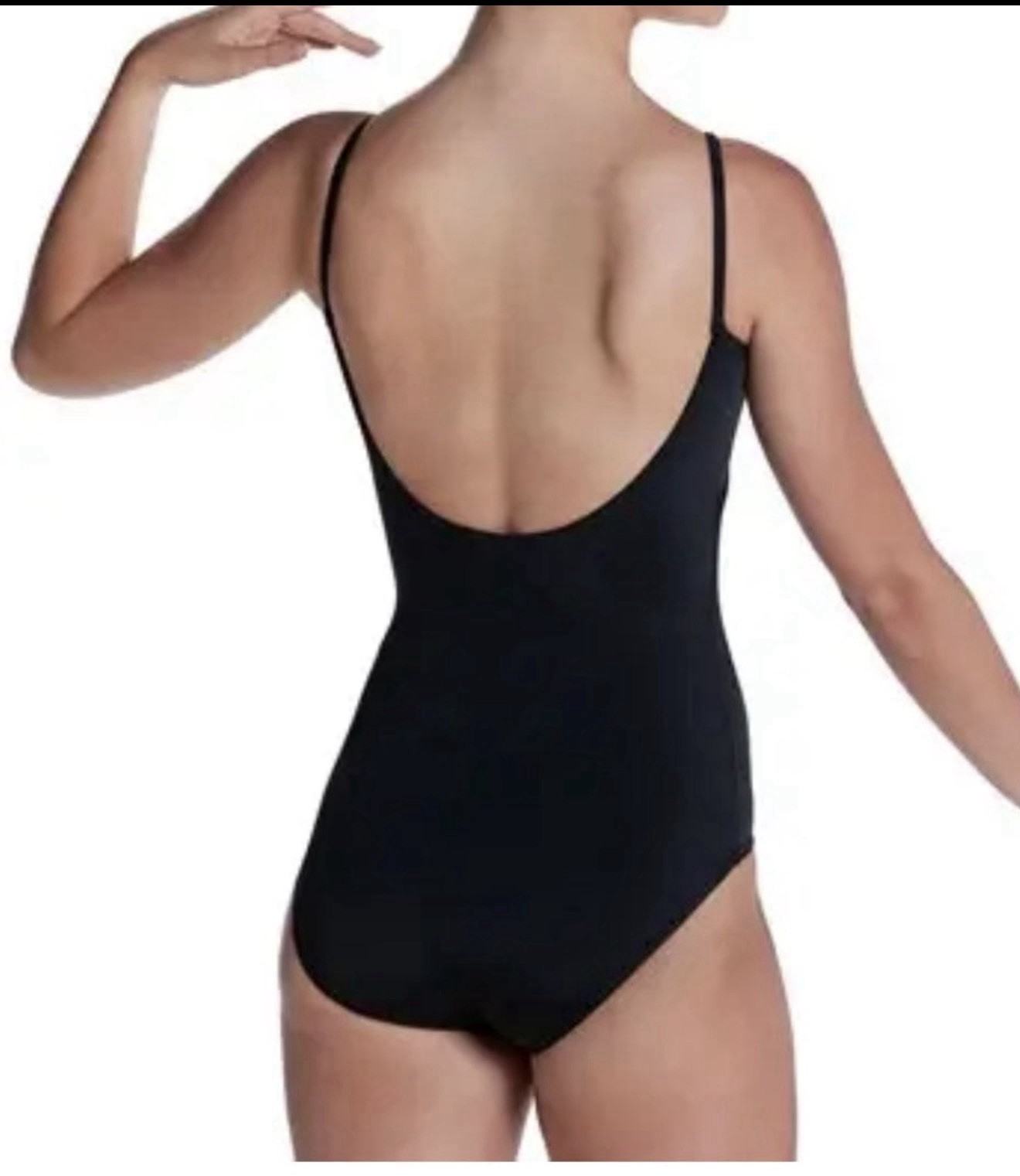 Women’s Gray Solid Camisole Strap Leotard Bodysuit with Scoop Back. AL.