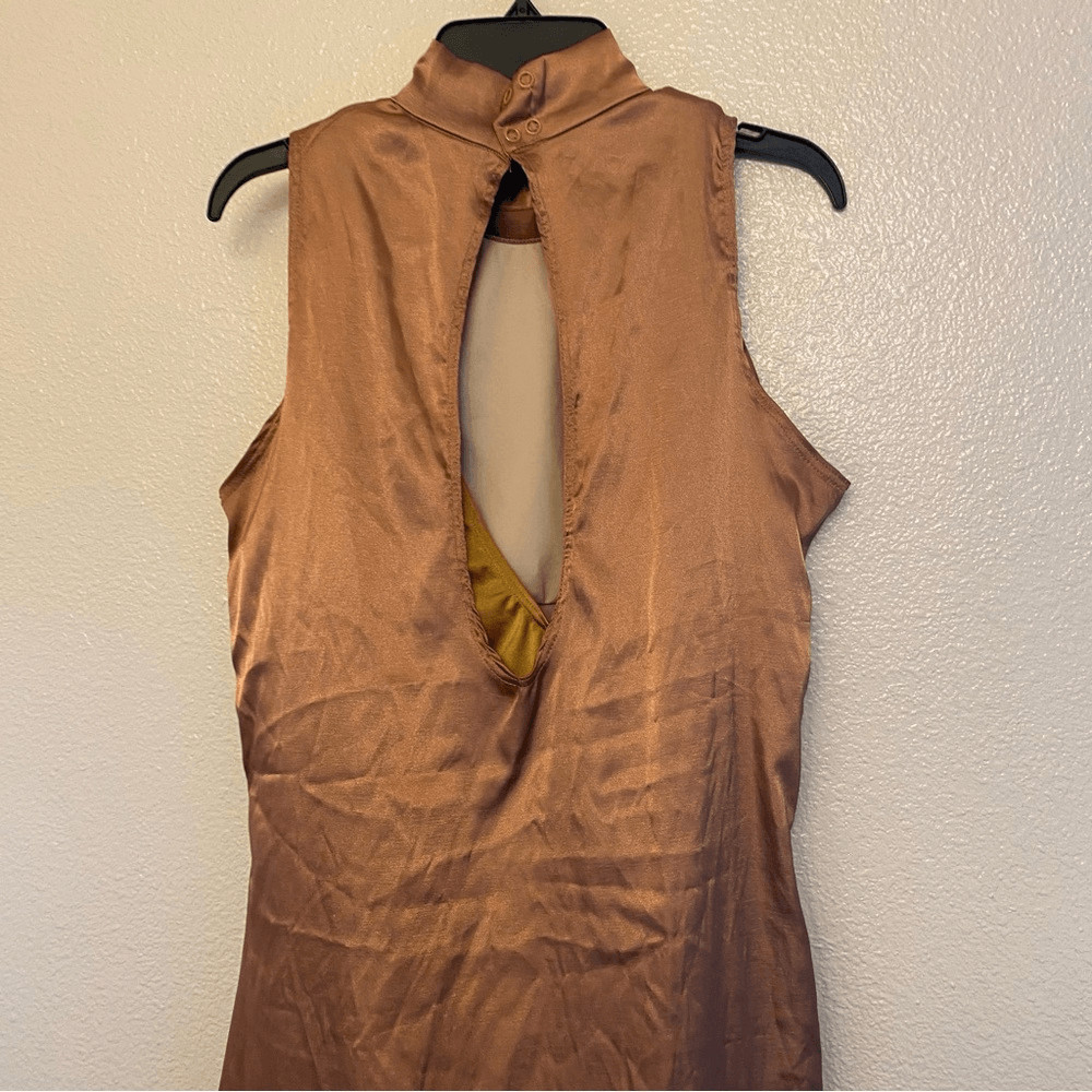 WEISSMAN Balera Elite Dance silky Charmeuse Mock Neck slip Dress D13067 MA adult
