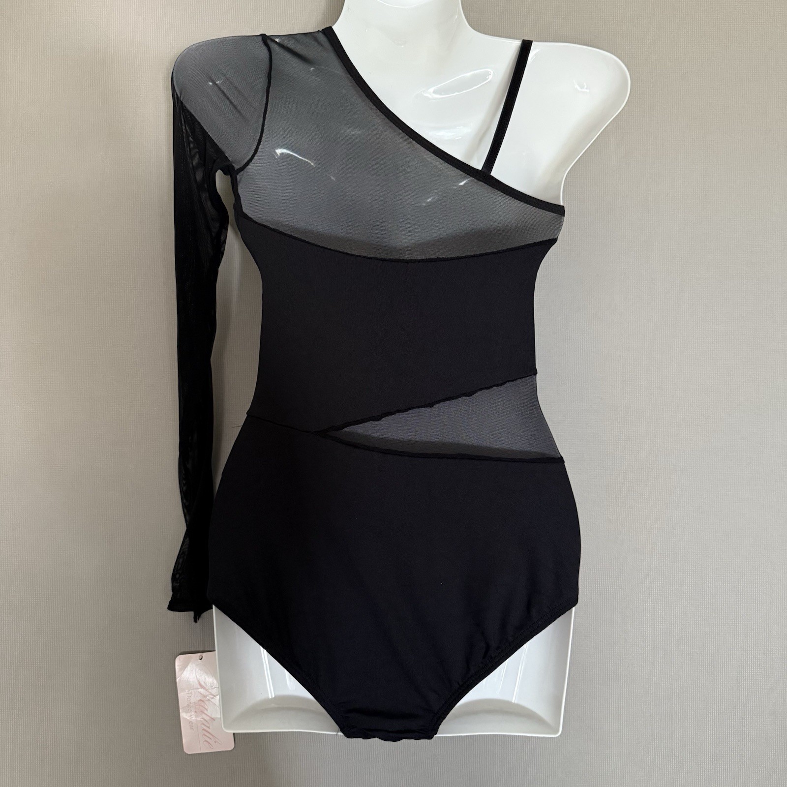 Natalie Leotard Black Mesh Petite Small Extra Small Black Womens Dance wear New
