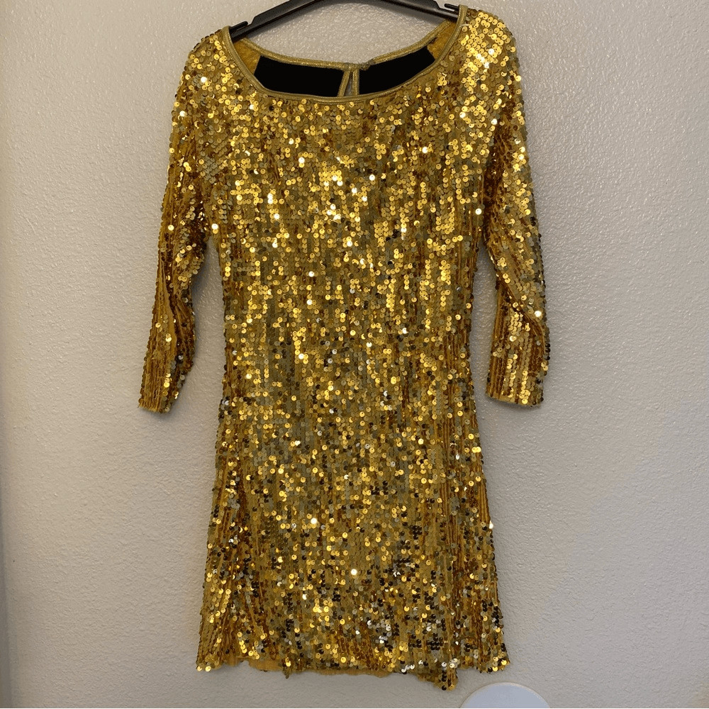 Weissman Dance costume gold Ultra Sparkle Shift Dress 8962 Last Dance MA adult