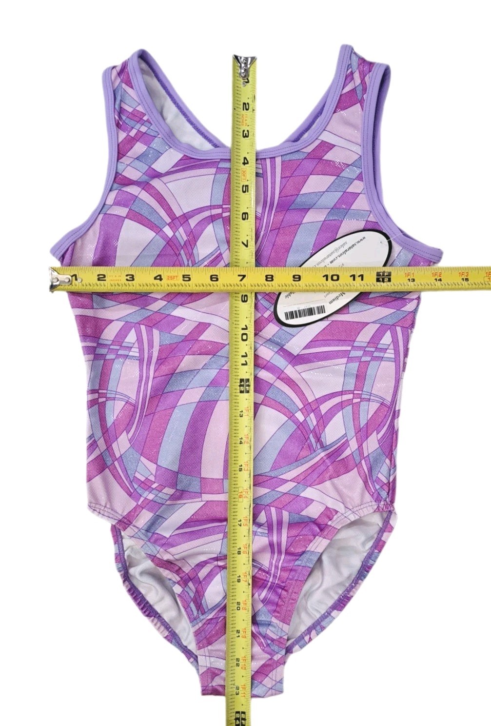 Satara VTG Pastel Purple Pixel Leotard Teardrop Keyhole Juniors M (AS Petite)