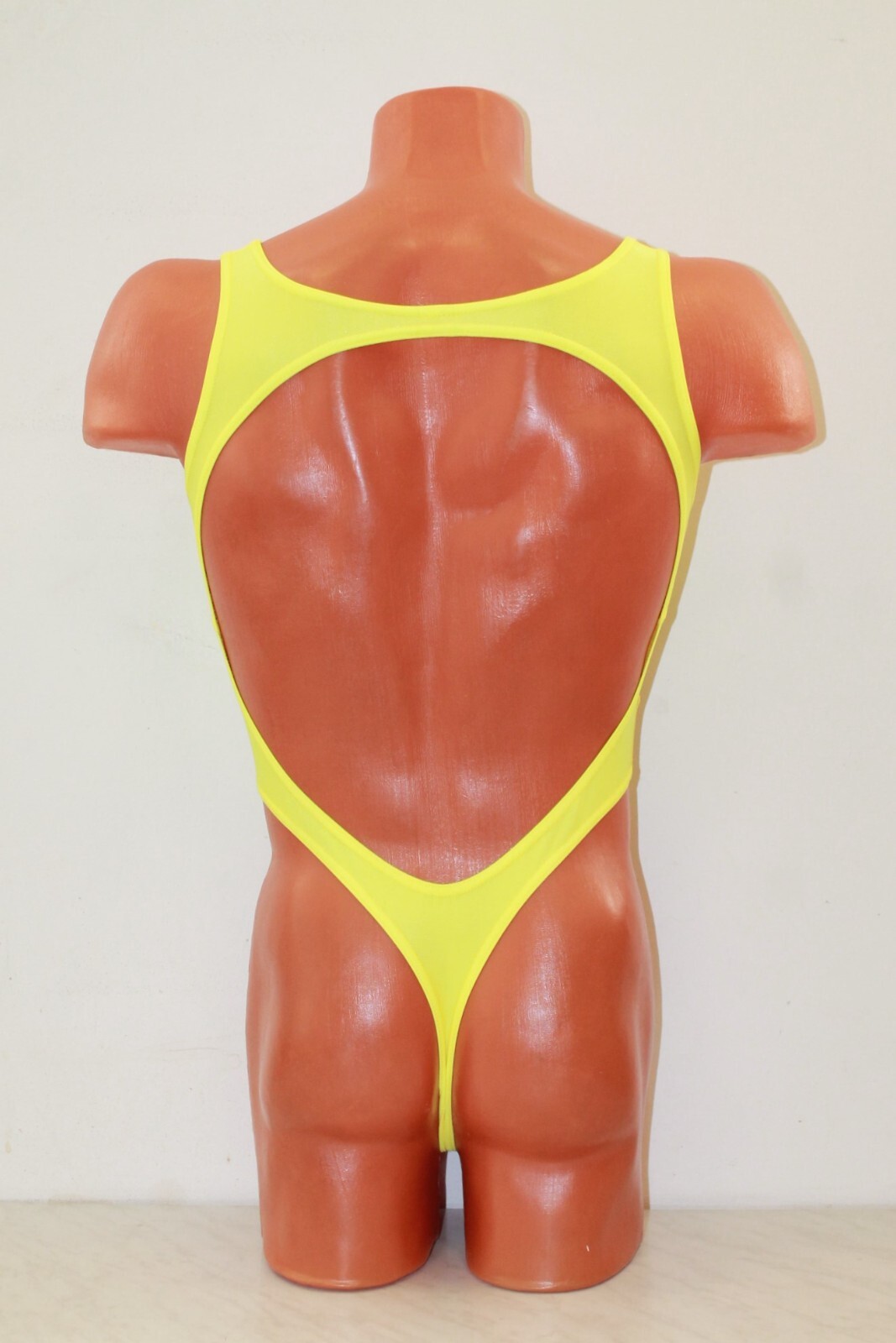 Men Thong Leotard 151-53 Hole Crotch Yellow Spandex Size S