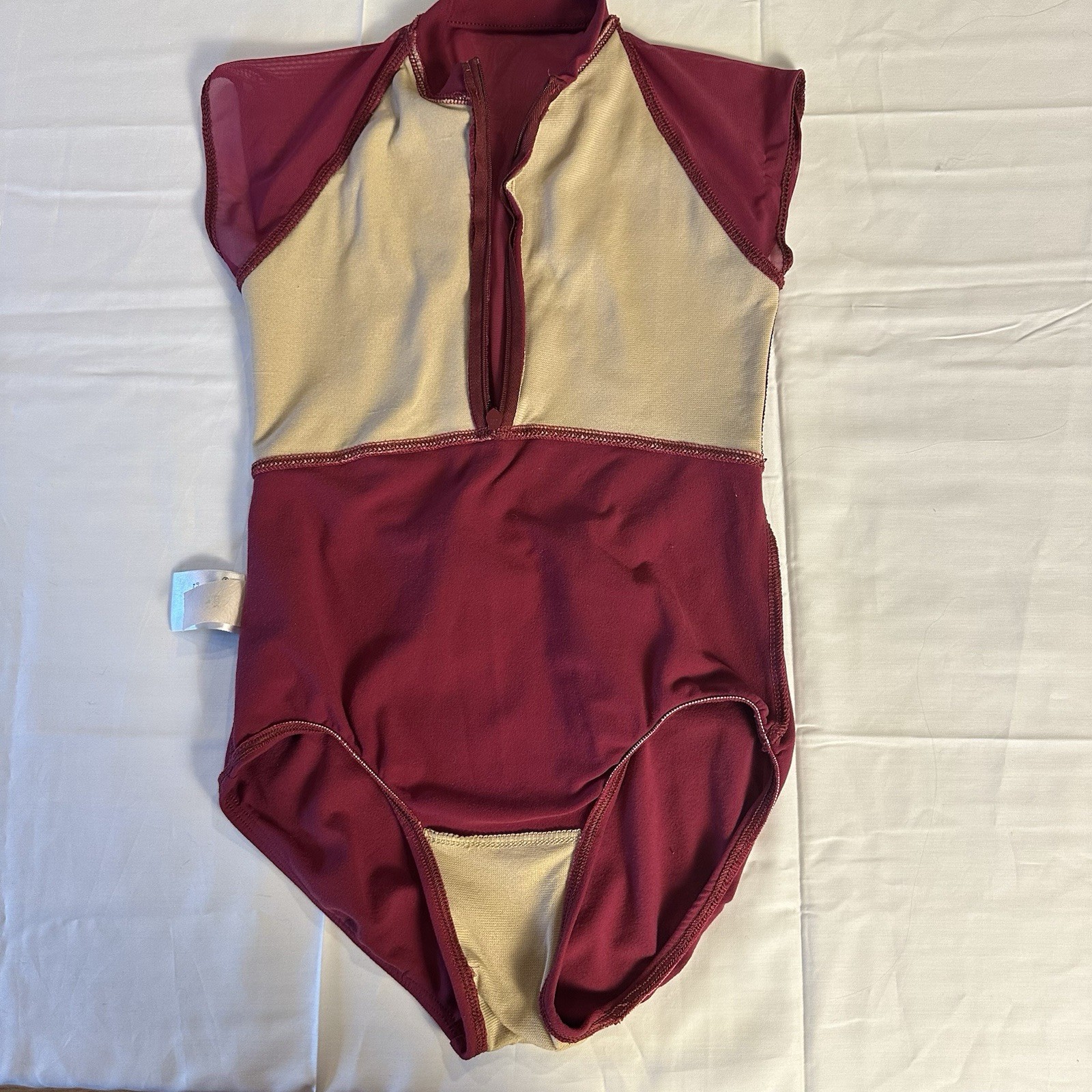Suffolk Ballet Mock High Neck Zipper Lace Front Rosewood Dance Leotard Petite
