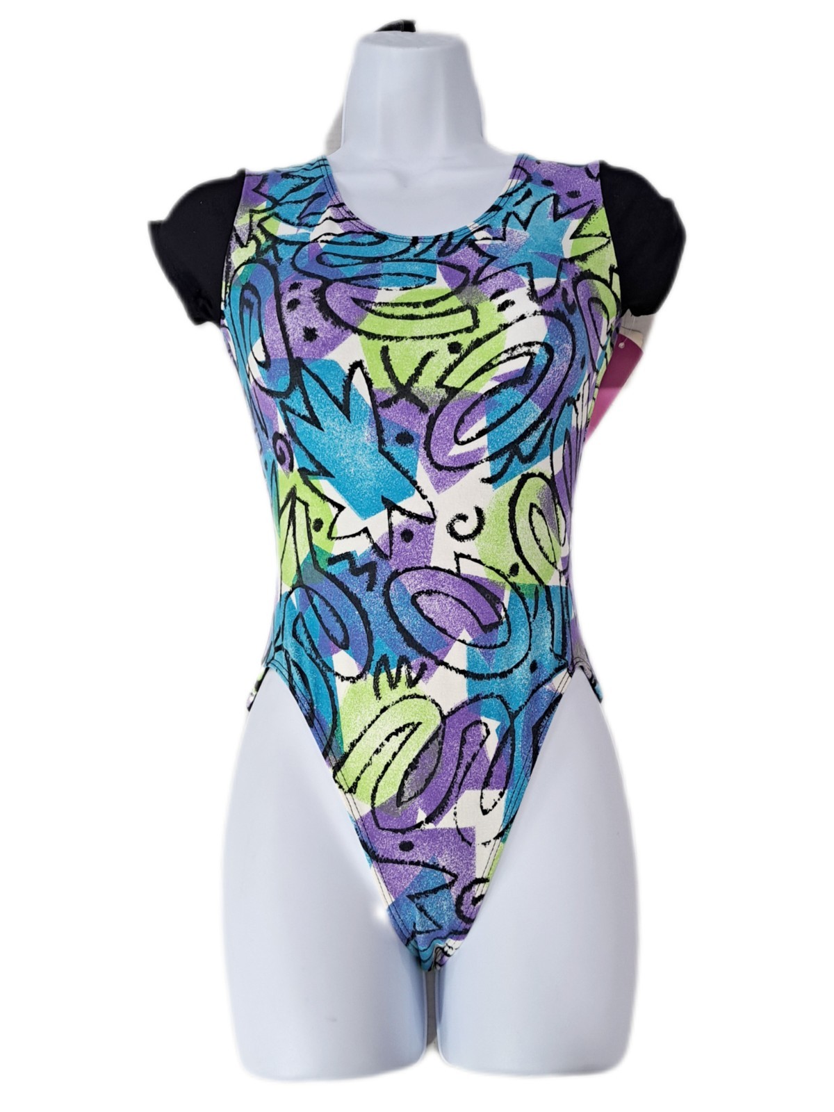 VTG Gilda Marx 80s Racerback Cotton Unitard Leotard Short Sleeve Size XS/S (Y/J)