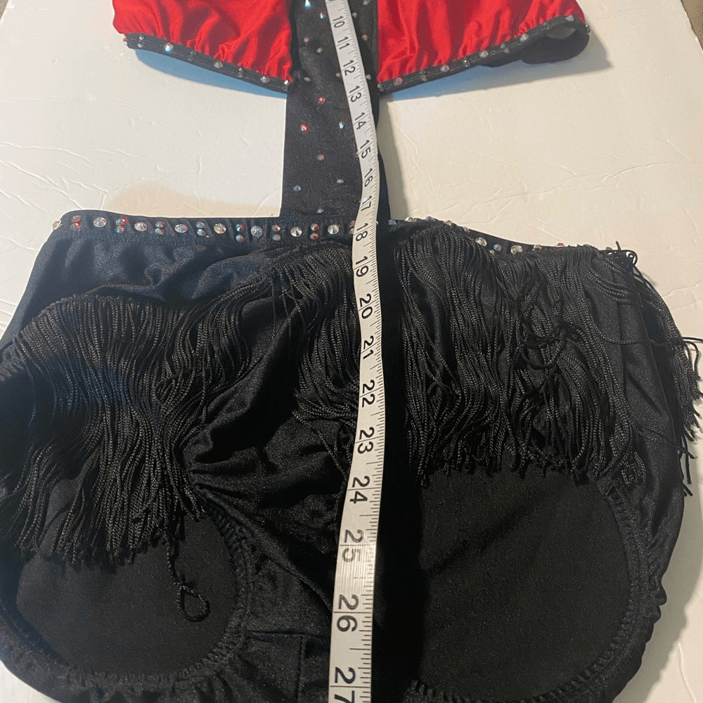 Pumpers solo Custom Jazz red fringe dance costume Mature MA-Medium adult