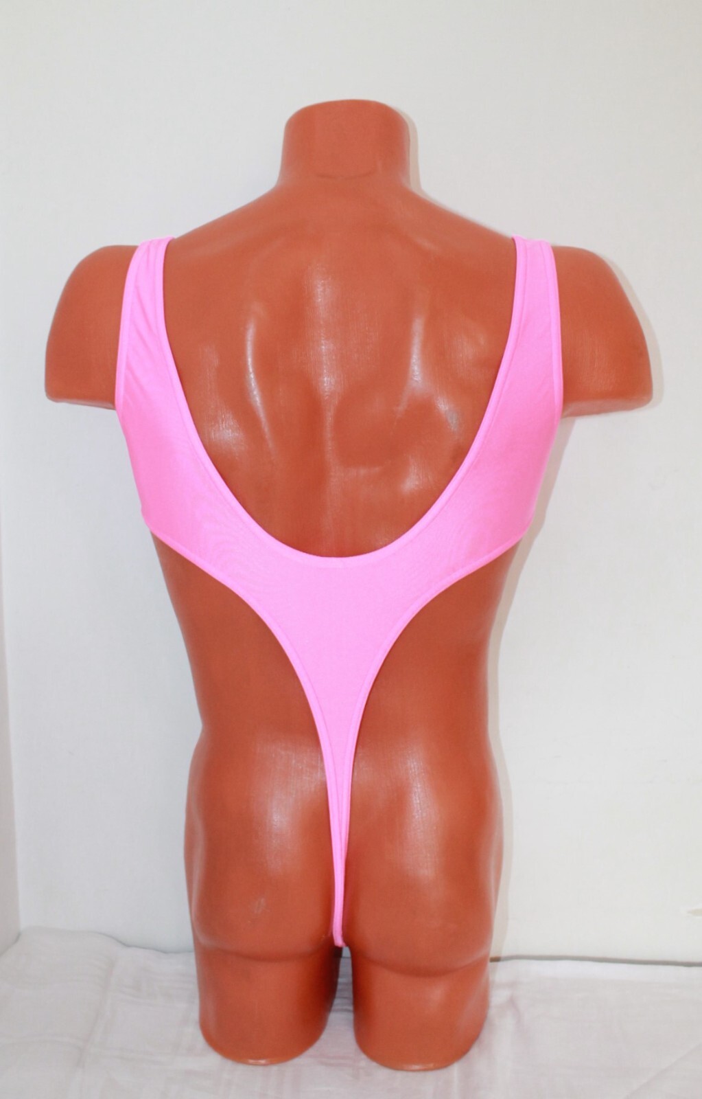 Men Thong Leotard 151-57 Hole Crotch Pink Spandex Size S