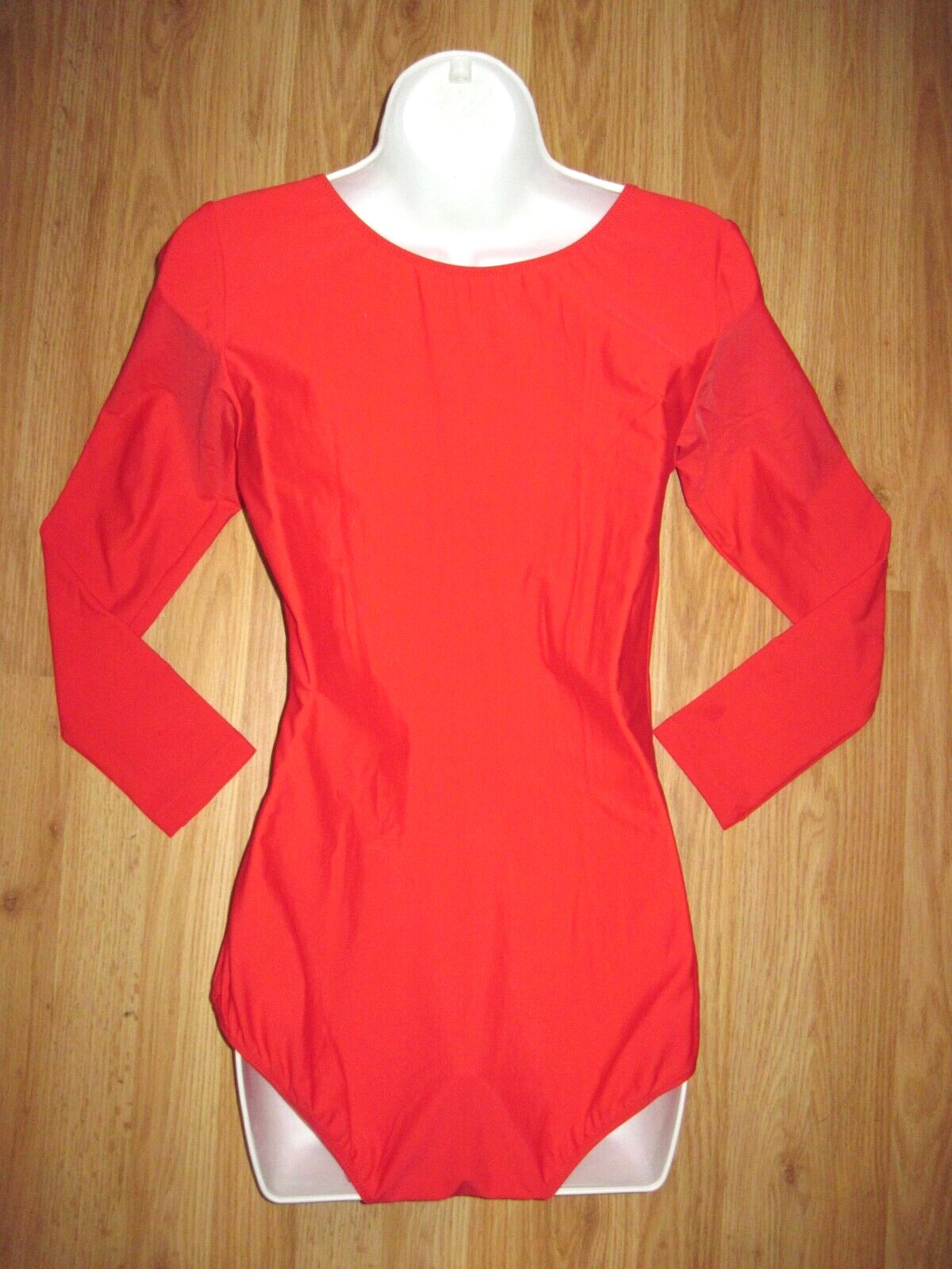 Plus Size Shiny Red Spandex Long Sleeve Scoop Neck Leotard Size 3XL New