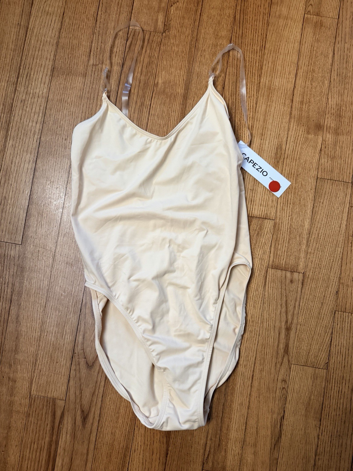 NWT Capezio Camisole Leotard w/Clear Transition Straps in Nude L (Style 3532)