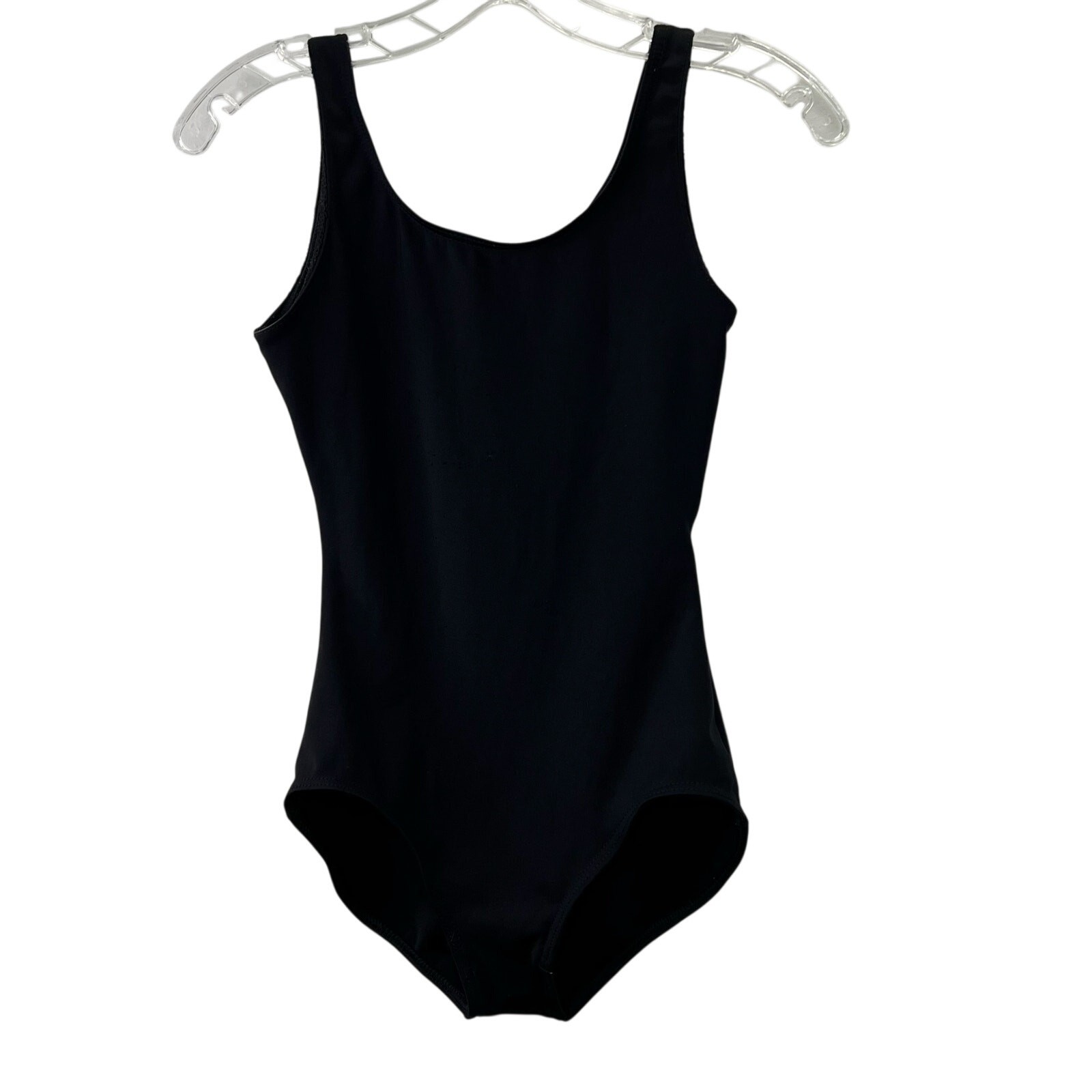 Black Leotard S Adult Sleeveless Nylon Spandex Ballet Full Coverage Scoop Neck