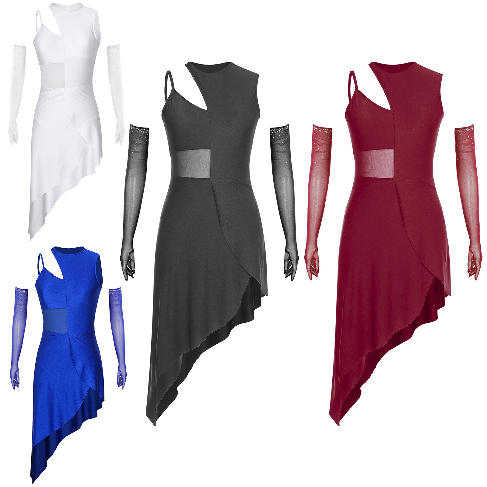 Womens Dresses Figure Dancewear Cha-cha Dress Performance Latin Durability Mesh