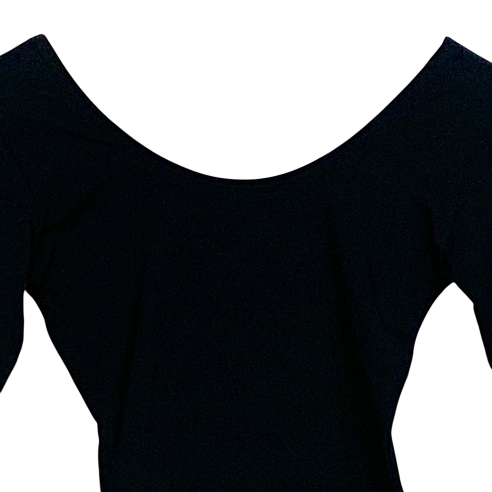 Adult Small Black Long Sleeve Leotard Scoop Neck Deadstock Made In USA