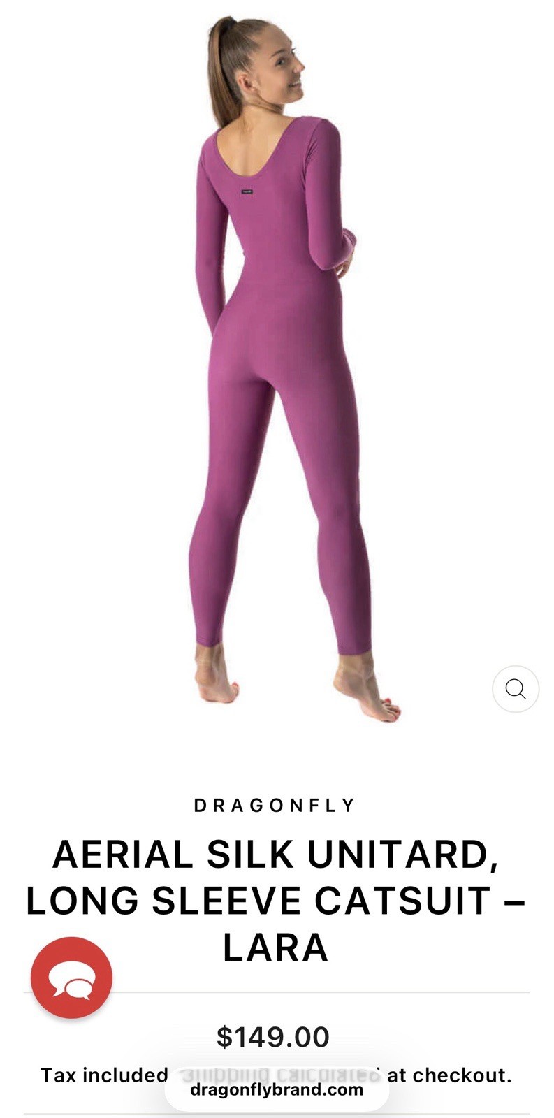Dragonfly Women’s Lara Aerial Silk Solid Long Sleeve Unitard Catsuit Ruby Size M