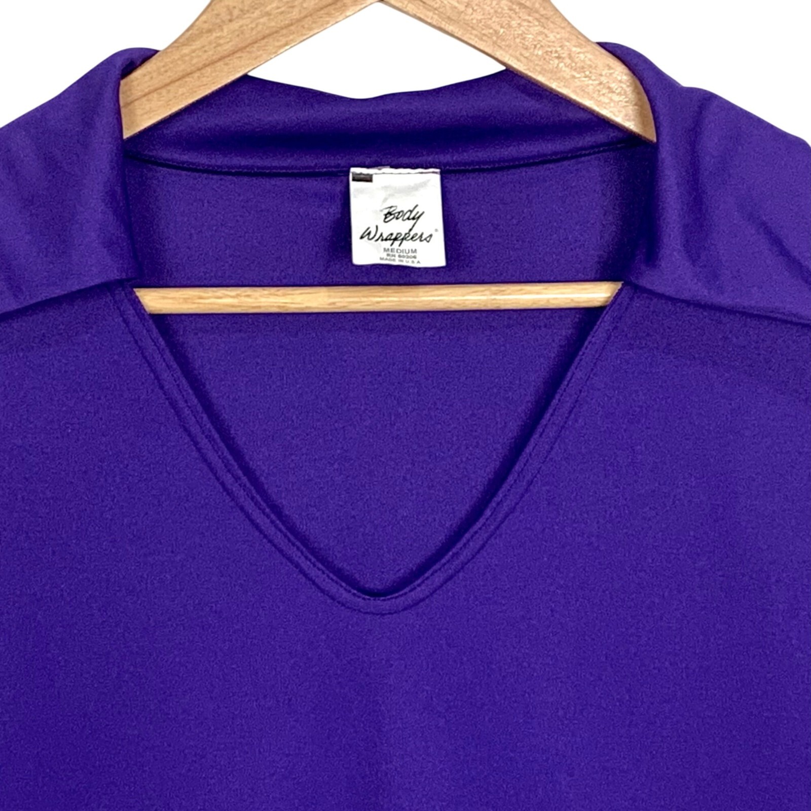 Body Wrappers Purple Long Sleeve Praise Liturgical Top M Collared Split Neck