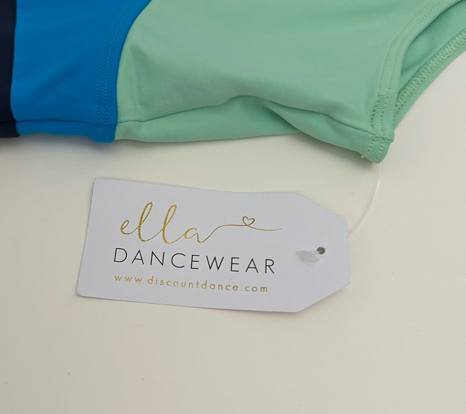 Ella Dancewear Women’s Large Blue Royal Blue Mint Color Block Dance Leotard