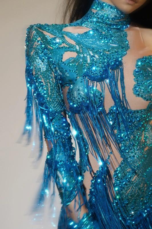 Women Dance DressSexy Leotard Singer Dancer Stage Wear One Shoulder Bodysuit