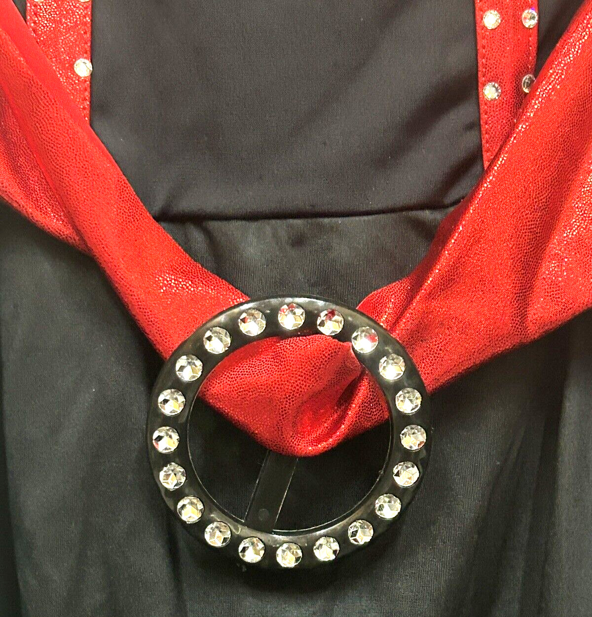 Weissman’s Dance Red Glitter & Black Dance Leotard Halter Dress Size SM Adult