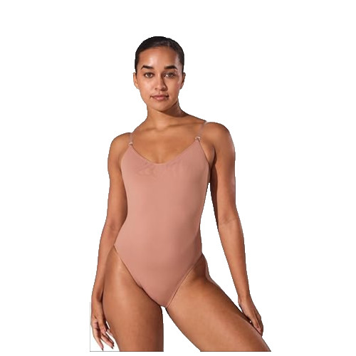 Capezio Women’s Camisole Leotard With Clear Transition Straps-3532, Suntan, S