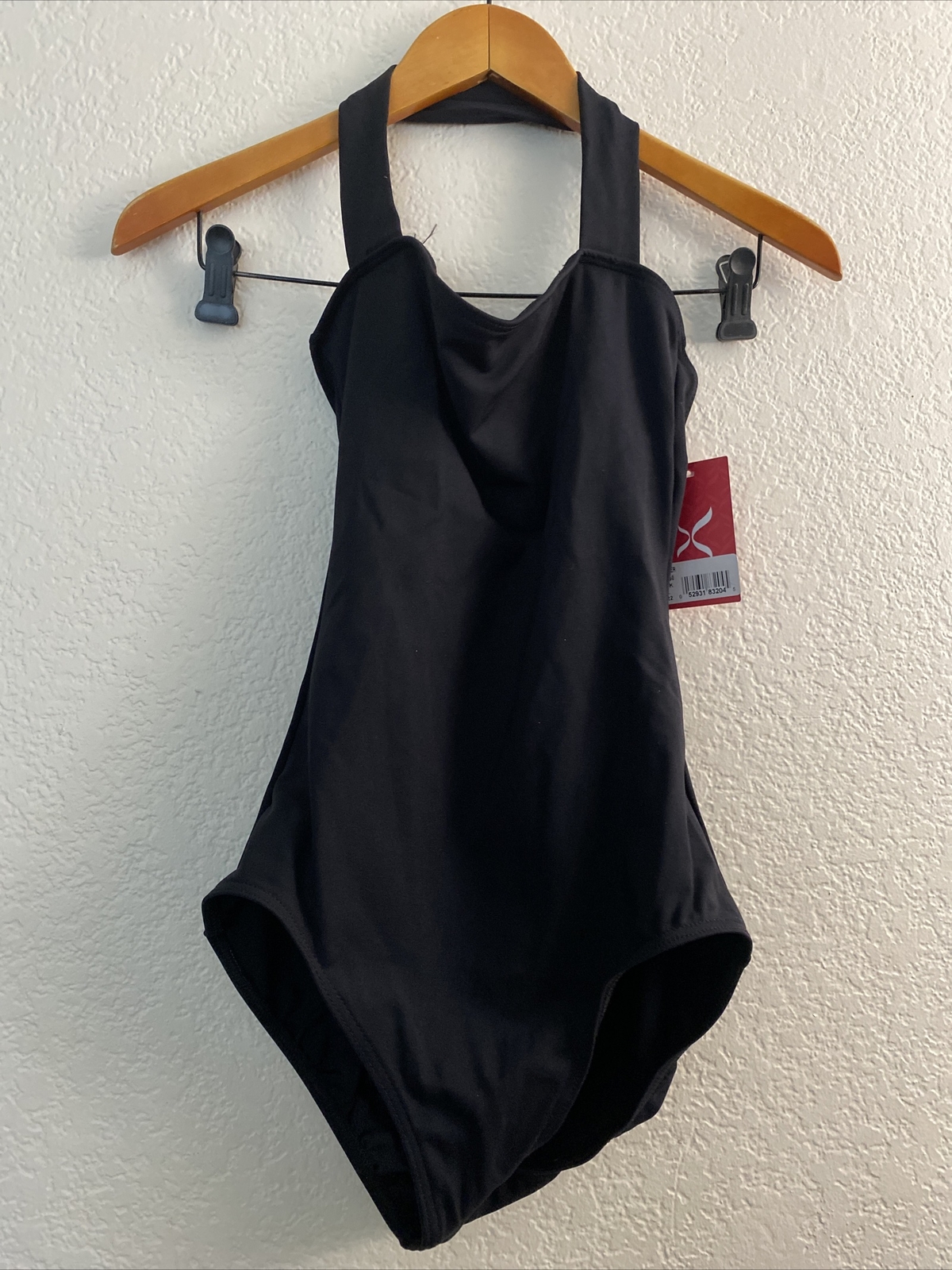 Capezio Signature Pleated Halter Leotard Bodysuit Cut Out Back 9896 Women XL T70