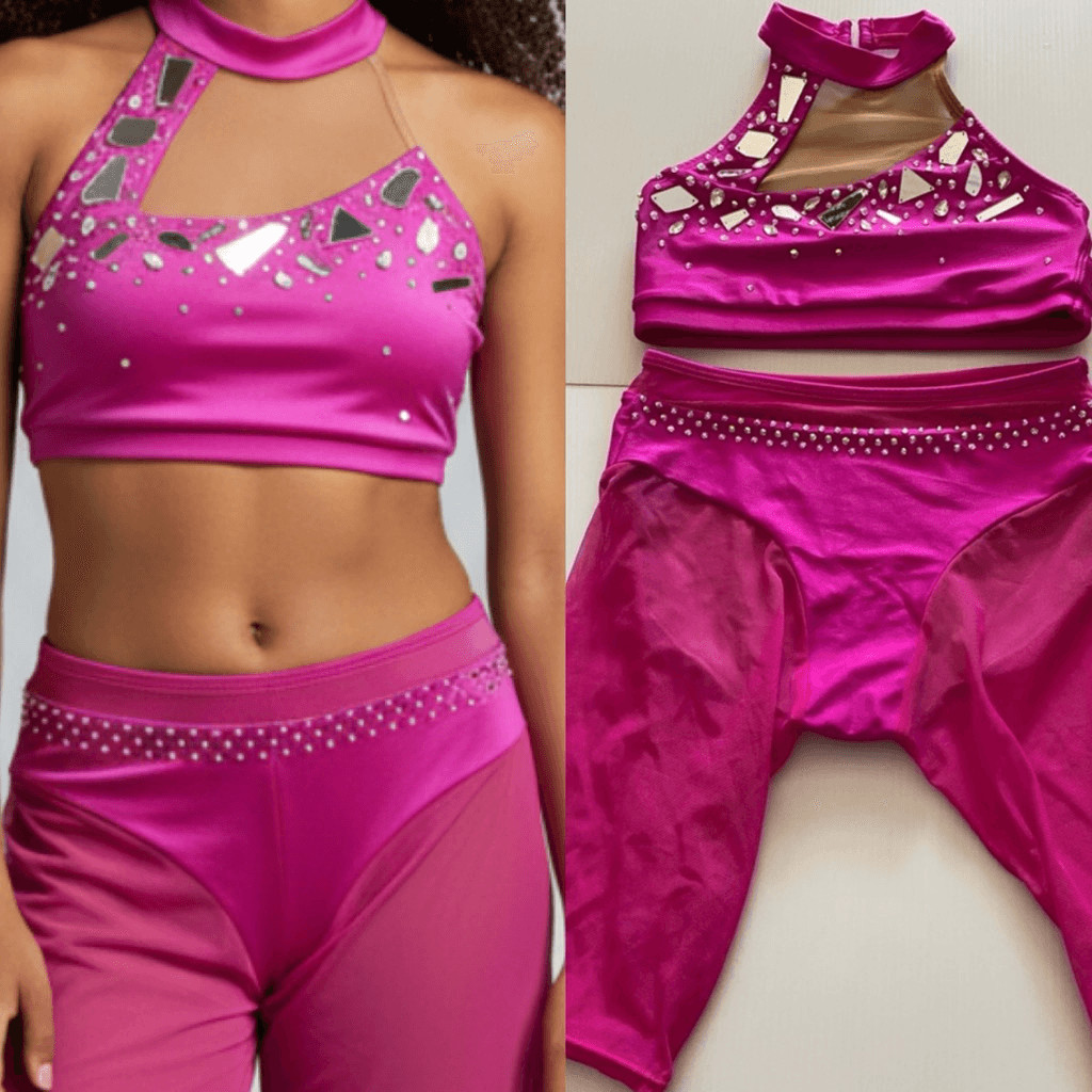 AA dance design costume custom hot pink Malfi Blossom 2 piece contemporary SA