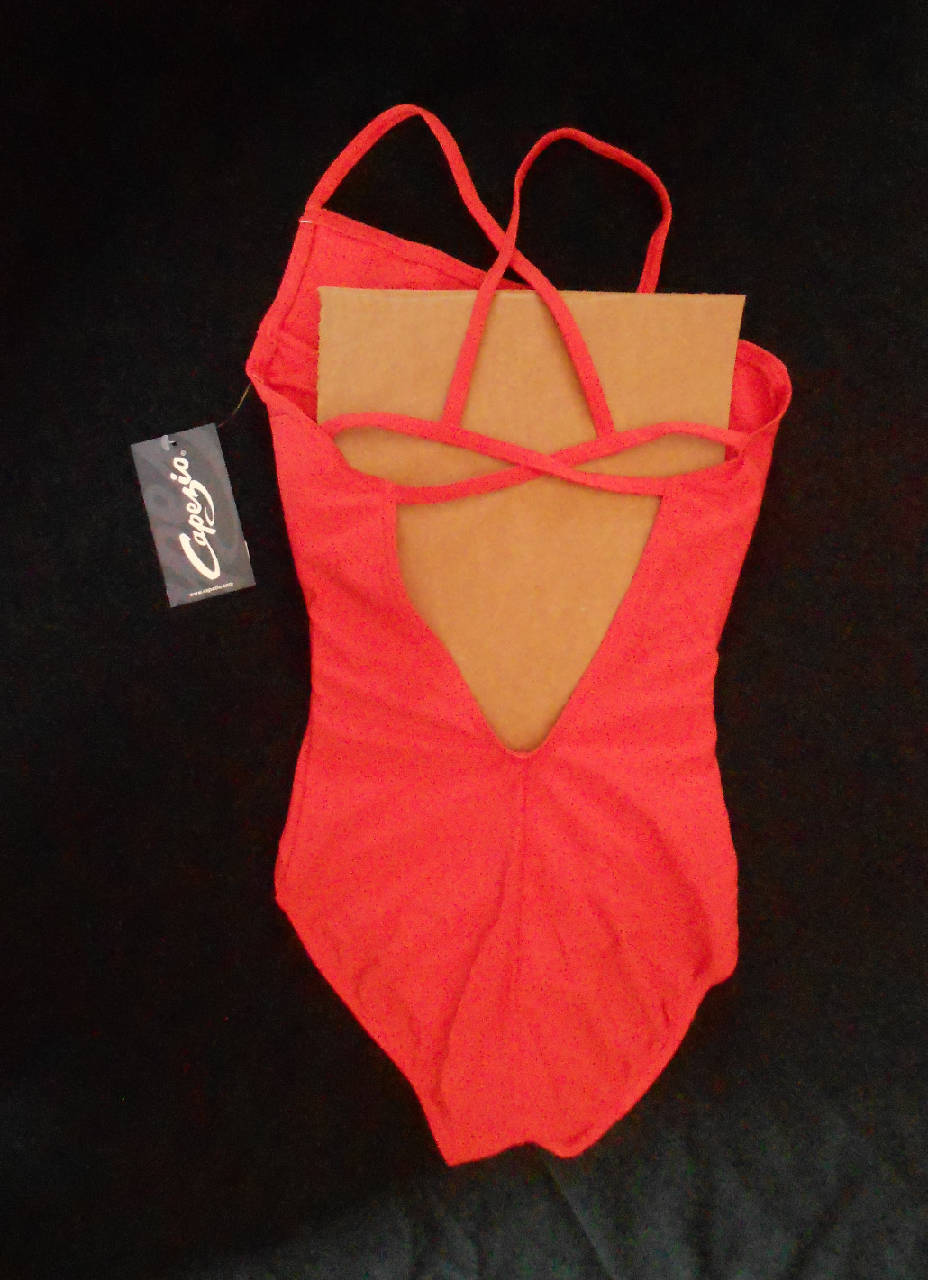 NWT GEOMETRIC STRAP CAMSOLE LEOTARD PLEATED MANDARIN ORANGE Capezio S# 10191