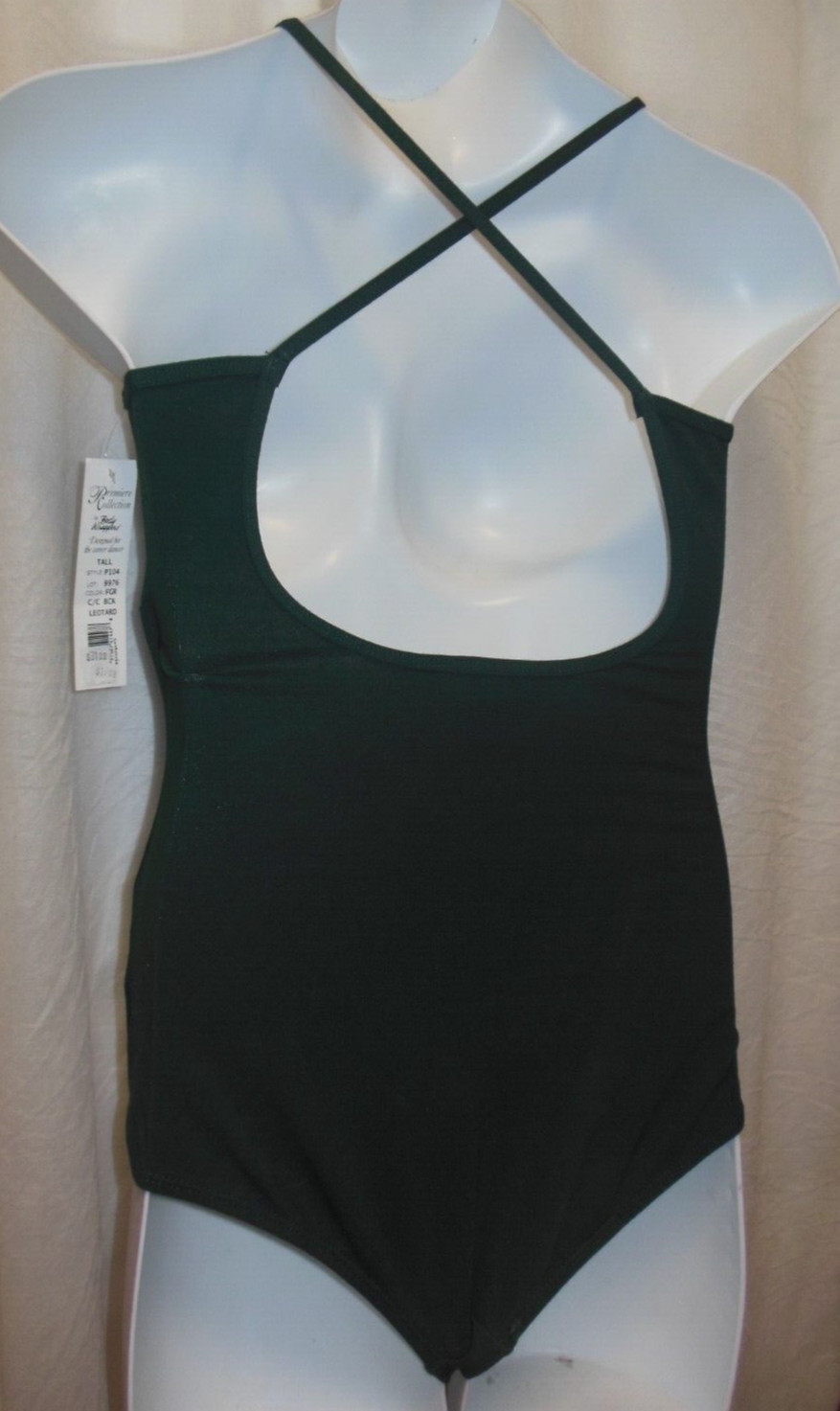 p104 body wrappers leotard dark green cotton spandex Ladies Tall cross back