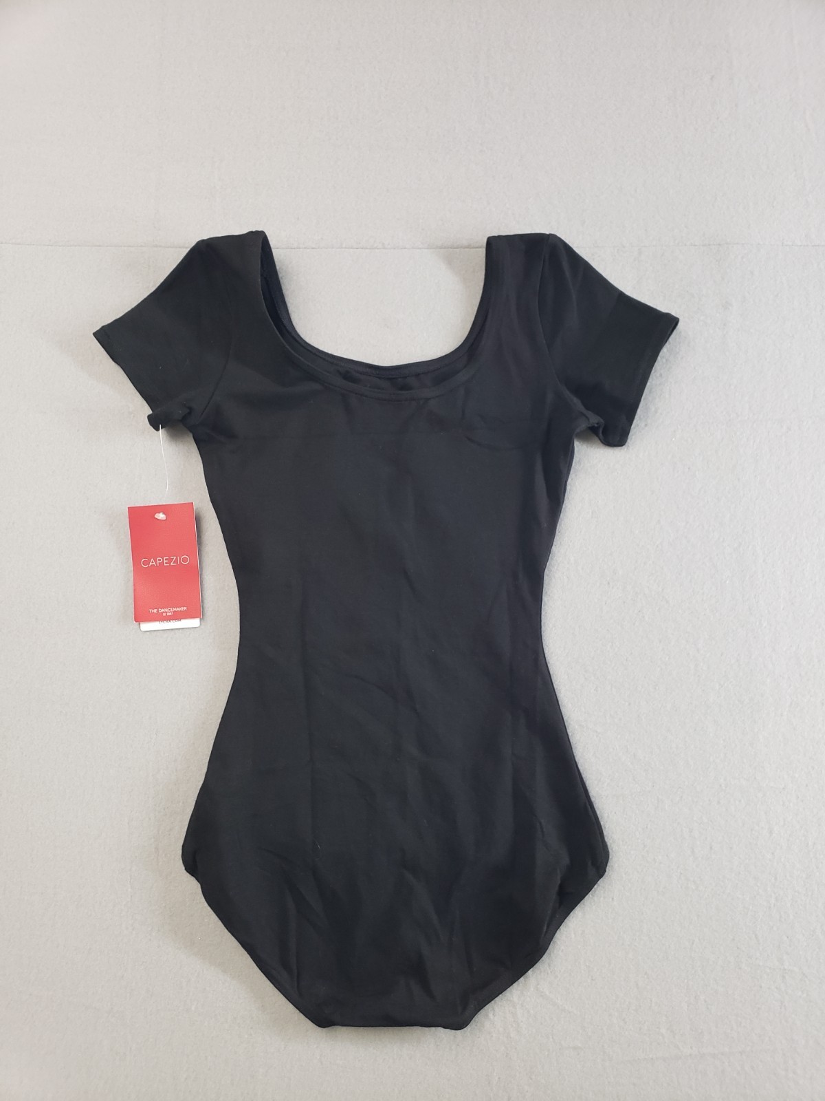 Capezio Women Top XS Short Sleeve Leotard Black Ballet Dancewear Gymnastics