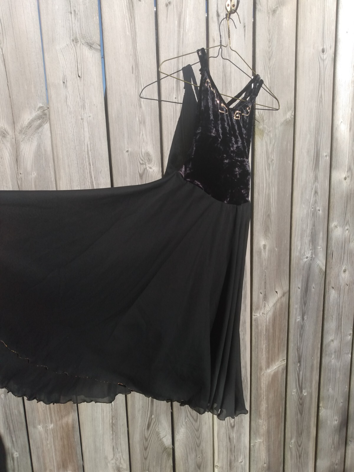 Black Dance Leotard Dress Velour Chiffon – Girl’s or Women’s Size